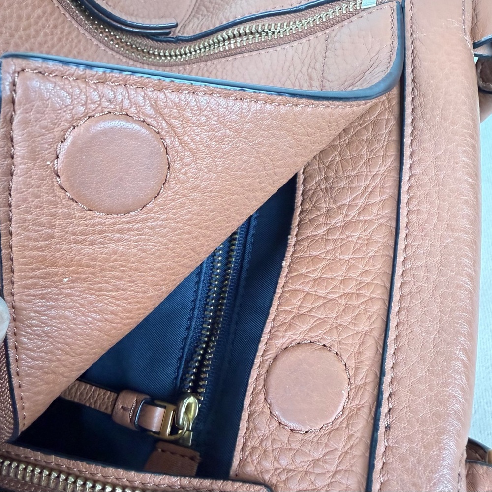 Tory Burch Brown Leather Half-Moon Top Handle Satchel Crossbody Bag - Picture 12 of 15